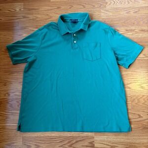 Lands' End Men's Green 100% Supima Cotton Polo Shirt XXL Short Sleeve Casual